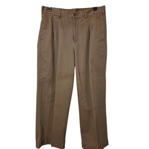 Cabelas Casuals Mens Wrinkle Free Chinos Khaki Pleated Pants W36 L34